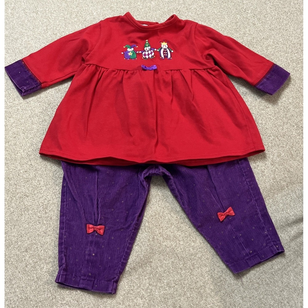 Vintage Carter's Jokester Clown Jester Corduroy 2pc Outfit Shirt Pant 80s 9-12 M